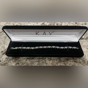 Women’s Kay, Sterling Silver Diamond Heart Shaped Bracelet